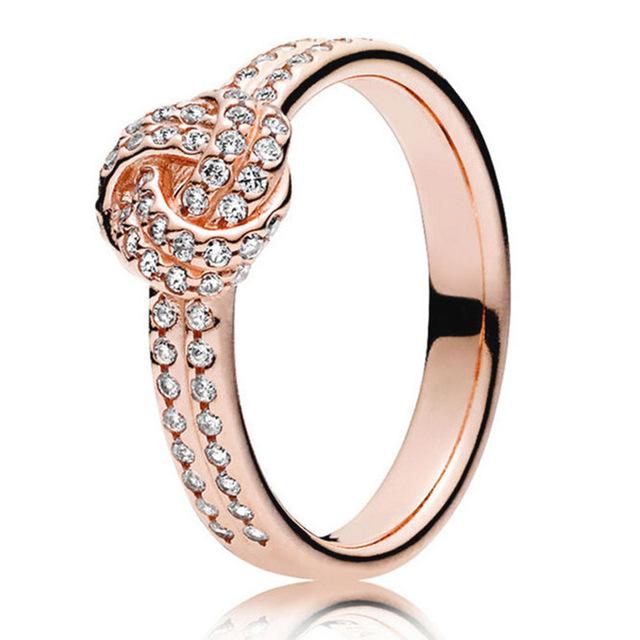 Аутентичное кольцо из стерлингового серебра с подписью, двусторонние сердца, кольцо с узлом «Бесконечная любовь» для женщин, подарок на день рождения, свадьбу, модные украшения