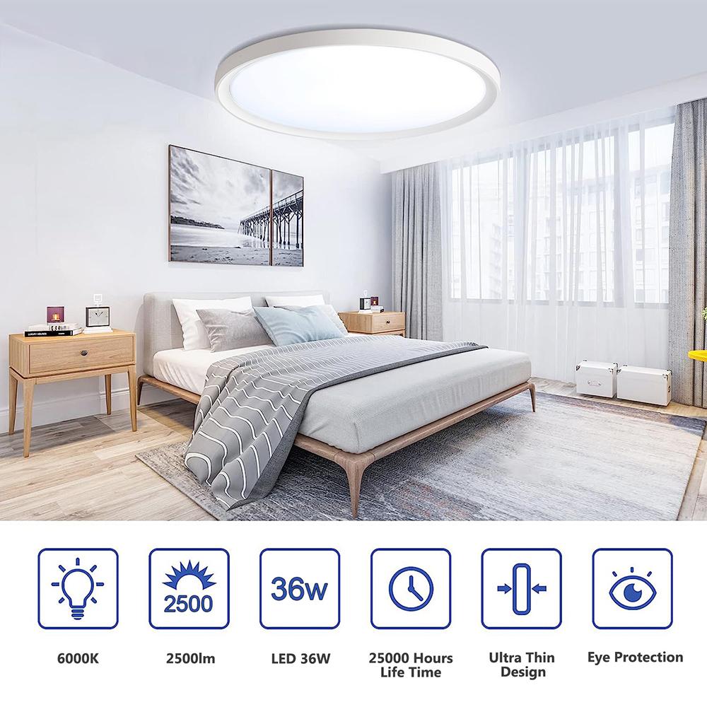 15-дюймовый большой потолочный светильник, 36 Вт, современный круглый светильник, белый потолок