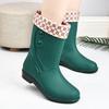 Women's Rain Shoes Medium Tube Water Shoes Fashion Warm Rain Boots Women's Cotton Water Boots Non-slip Work Rubber Shoes Car Wash Kitchen