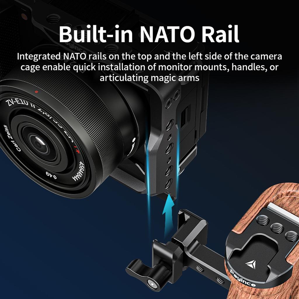 Poyinco JN-138 Видео клетка + Верхняя ручка + Боковая деревянная рукоятка Комплект Клетка для камеры Алюминий