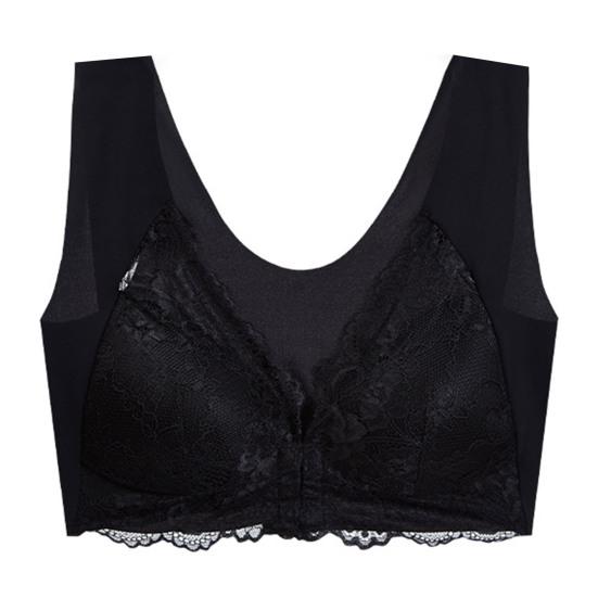 Женский бюстгальтер с застежкой спереди, кружевной широкий плечевой ремень, сплошной цвет, поддержка груди, бесшовный