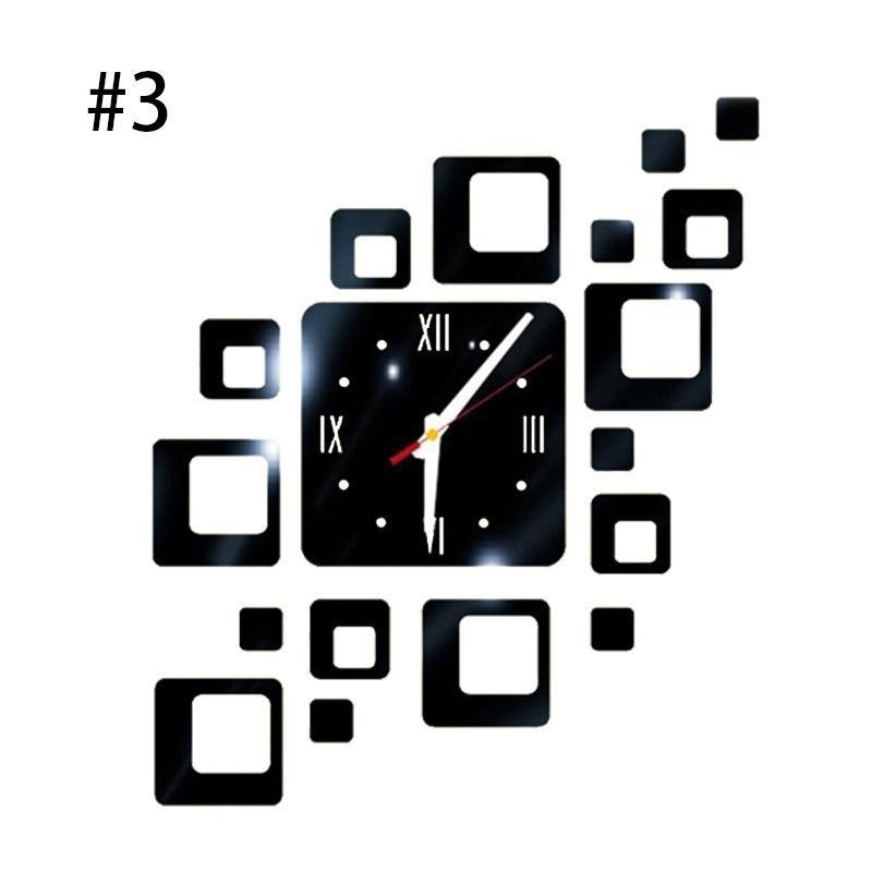 Modern Design 3D Clock DIY Wall Clock Mirror Room Bedroom Kitchen Wall Sticker Home Decor