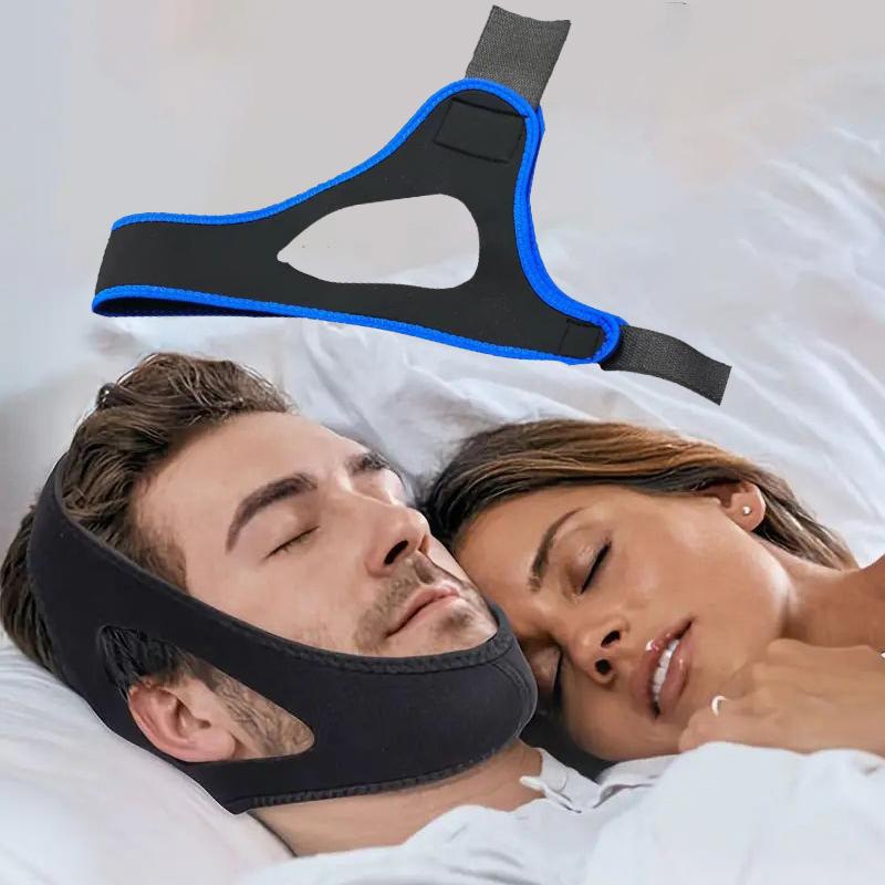 Мужская профилактика потоотделения Черный материал для дайвинга Черный антихрап Открытый рот Дыхание Коррекция Ремень Помощь Сон Под
