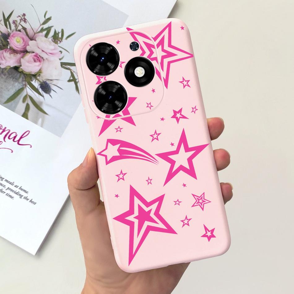 Чехол для Tecno Spark Go 2024 Милый Цветочный Узор Сердечки Конфетный Цвет Мягкий Силикон Тонкая Задняя Крышка Телефона Для Spark Go (2024) BG6