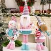 Telescopic Christmas Doll with Telescopic Legs Snowman Elk Old Man Pink Telescopic Doll for Home Display and Festive Window