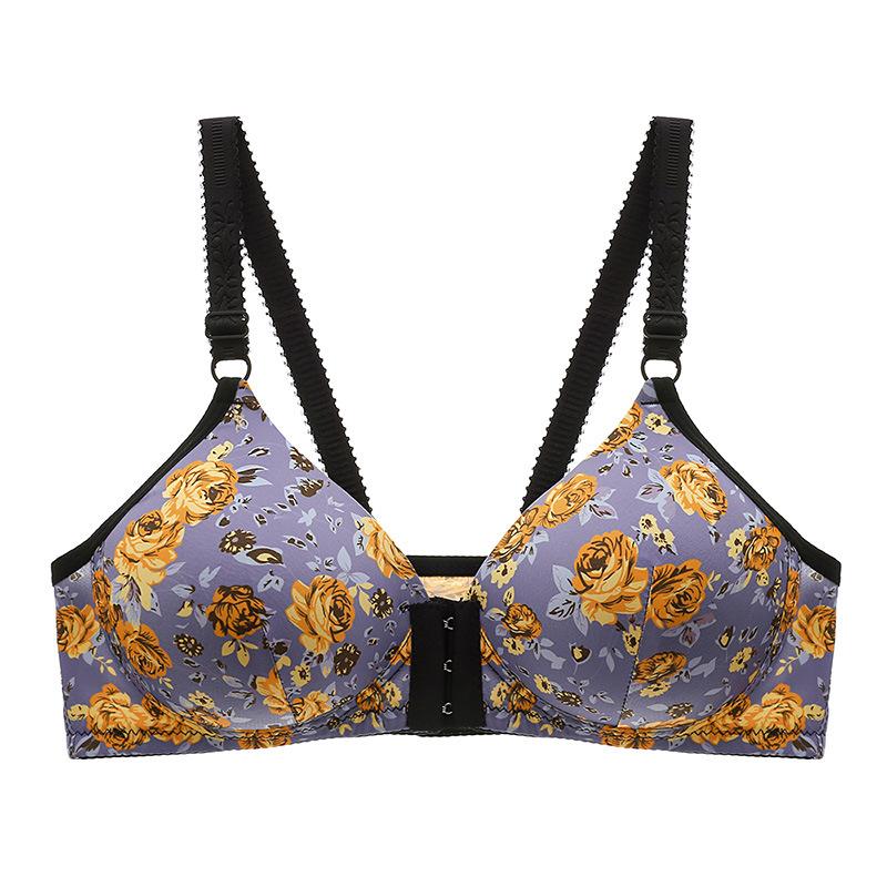 Нижнее белье большого размера, тонкий фасон, без стального кольца, застежка спереди, удобная сборка, закрывает грудь по бокам и демонстрирует небольшой хлопок.