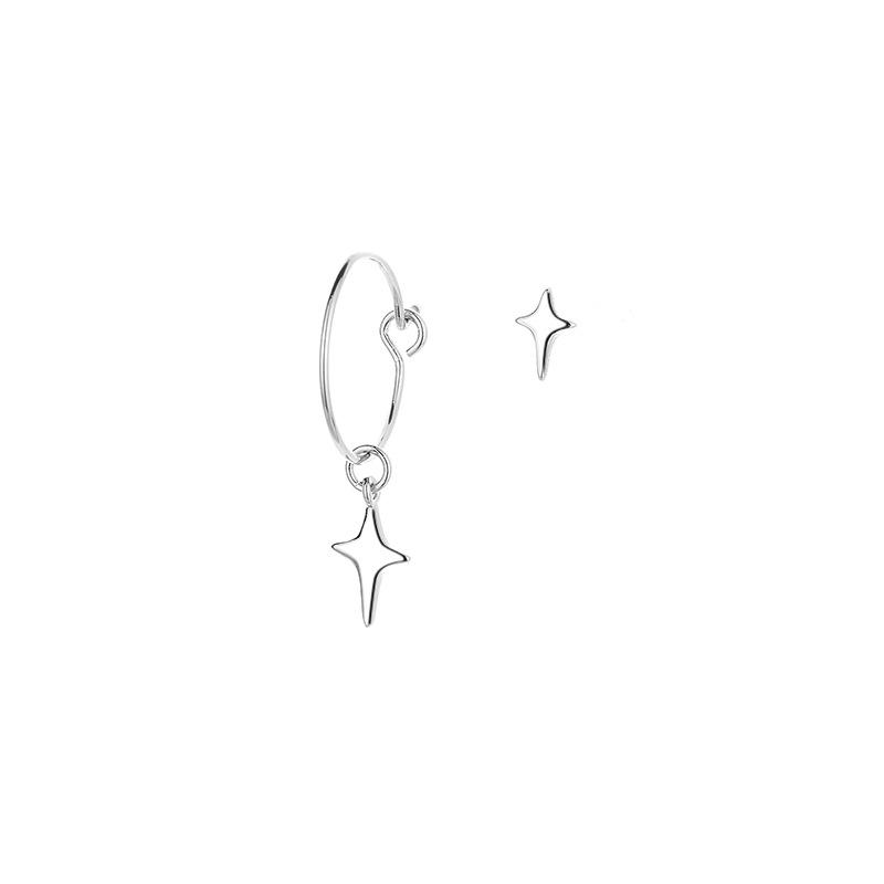 VENTFILLE 925 Stamp Asymmetrical Small Star Earrings for Women Personality Starlight Studs Earrings Korean Silver Color Jewelry