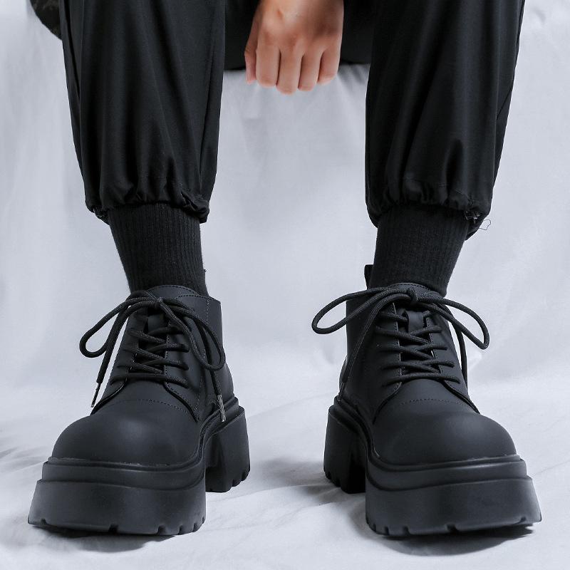 Дерби ботинки Мартин мужские 2024 новые короткие ботинки на толстой подошве для увеличения роста в британском стиле ретро кожаные ботинки тренд 18944-R