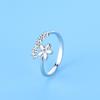 Fresh Fashion Floral Ring: White Drip-Glaze Flower Silver Open Ring for Women