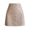 Women's High-Waisted Black PU Leather A-Line Mini Skirt - Slim Fit, Anti-Exposure, Perfect for Spring and Fall