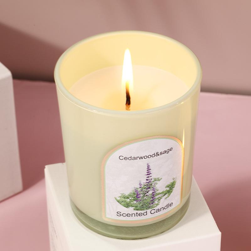 Wooden Lid Colored Glass Cup Scented Candle Household Scented Candle Ornament Wedding Souvenir