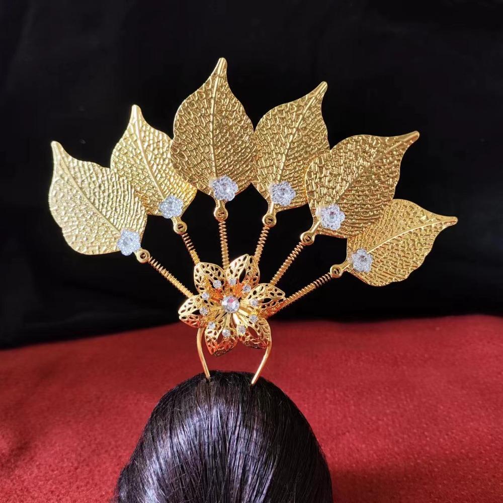 Flower Thai Hair Sticks Gold U-shaped Hair Fork Antique Ethnic Style Hair Accessories  Daily