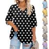 Women's Fashion Large Size Printed V-Neck Three-quarter Sleeve Top