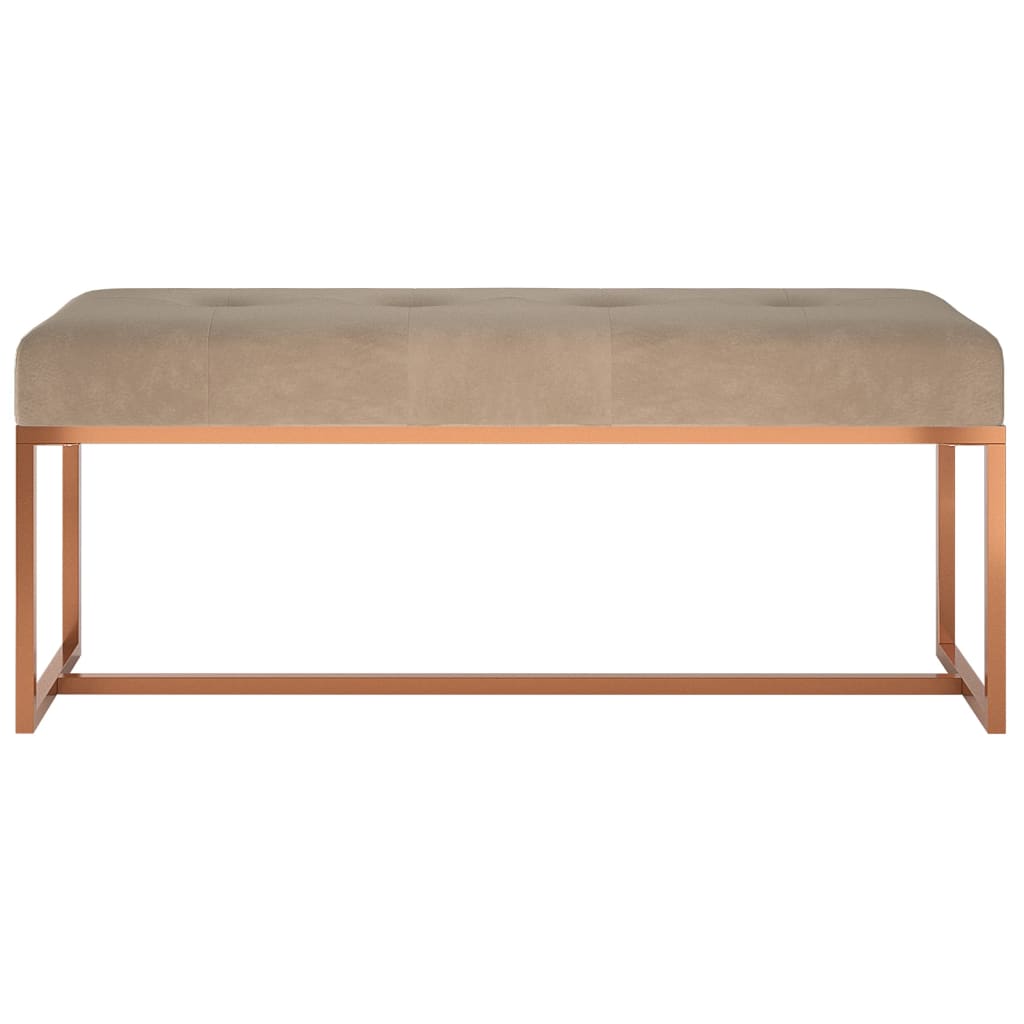 Beige Velvet Bench 110 x 36 x 45 cm