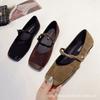 Fashion Flat Shoes for Women New 2025 Spring Autumn Square Toe Mary Jane Shoes Ladies Suede Plus Size Women's Shoes 41-43 Loafers Women