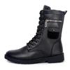 PU Leather Men Motorcycle Boots Men's Riding Hunting Walking Shoes Autumn Winter Mid-Calf Boots Brand Designer High Top Boots