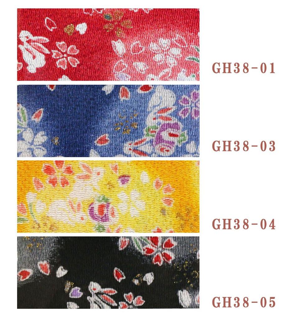 Nippon Chuko NBK Chirimen Rabbit 23 x Craft Supplies Cut, Gold-Tinted, Pattern, Blue, GH38-03, Approx. 33cm,