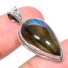 Natural Labradorite Gemstone 925 Solid Sterling Silver Gift Pendant 1.38" S9a37