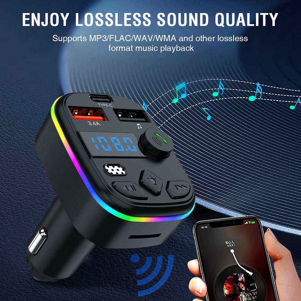 Автомобильный MP3-плеер с поддержкой Bluetooth 5.3, TF-карты, USB-накопителя, зарядное устройство для телефона, MP3-плеер громкой связи, радио, адаптер MP3-плеера