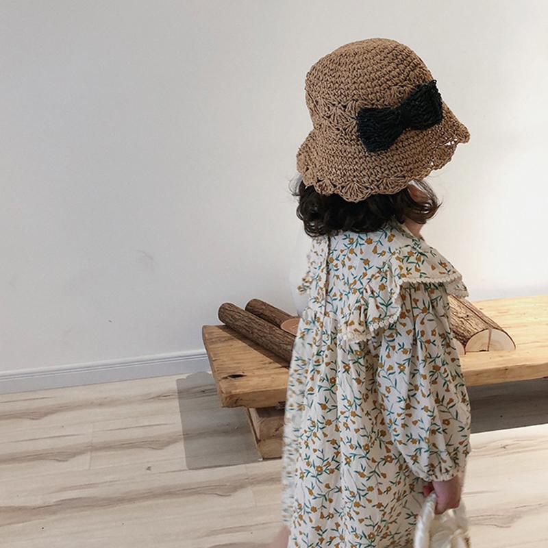Детское платье с цветочным принтом для девочек, хлопковое платье с длинными рукавами и оборками, детское платье