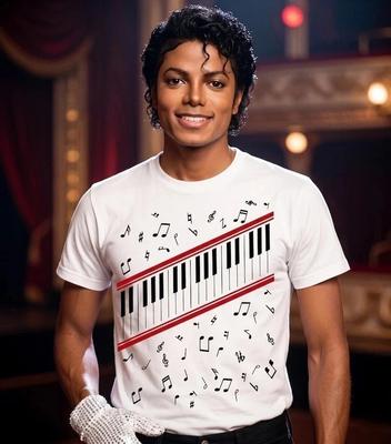Футболка с пианино Michael Jackson Beat It, Футболка Короля Поп-Музыки