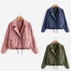 Orchis Women Autumn Fashion Short Pink Button Coat Pocket Jacket Cardigan