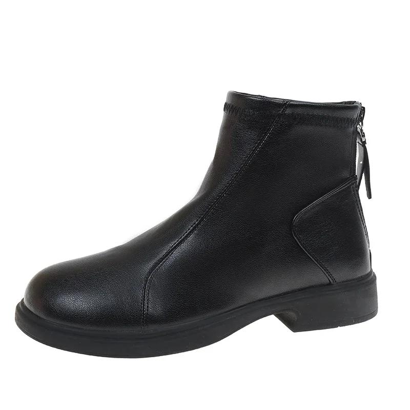 Модные классические ботинки челси женские черные ботильоны осень-зима короткие ботинки на платформе слипоны женские