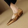 Fashion 2024 New Size 34-40 INS Brand Women Ballet Flats Shoes Soft Real Leather Pumps Shoes for Woman Strap Wedding T-Strap Heel Shoes