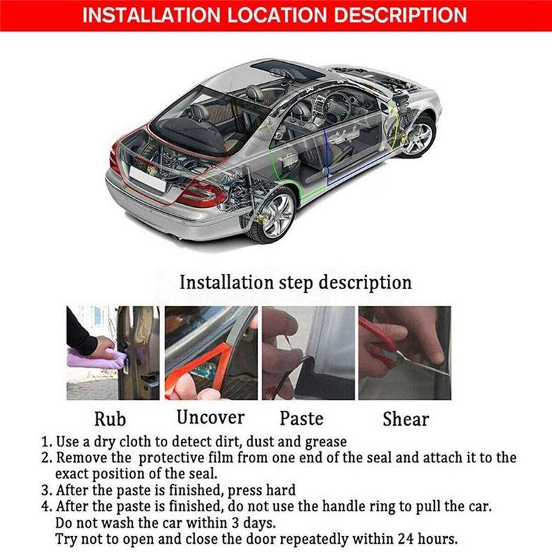 A42M-6Pcs Rubber Auto Door Seal Strips Kit Whole Car Sealing Trim Tape Noise Reduction For Tesla Model S