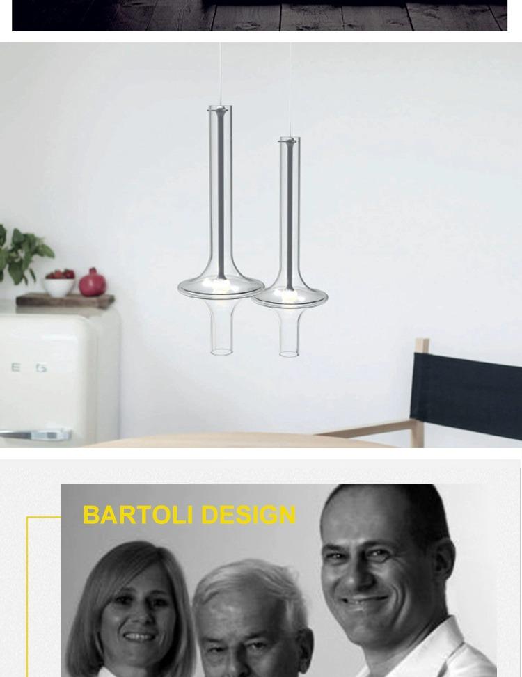 Итальянский дизайнерский подвесной светильник PENTA для столовой и баров - Художественное стекло и бамбук