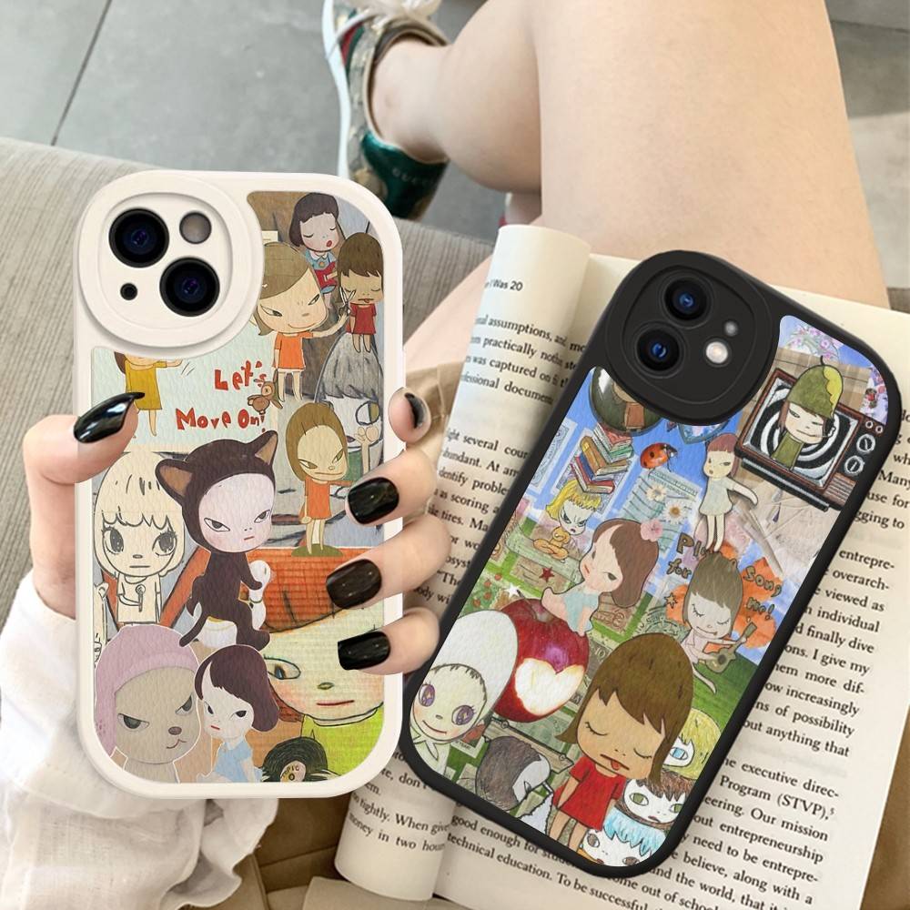 Y-yoshitomo Nara-A Ретро-искусство Чехол для телефона из ПУ-кожи Для IPhone 16 15 14 13 12 11 Pro Max Plus Задняя часть Fundas