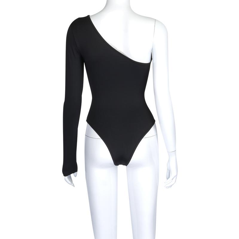 Y2K Европейский и американский сексуальный женский комбинезон на одно плечо с длинным рукавом и открытым пупком, весна/лето