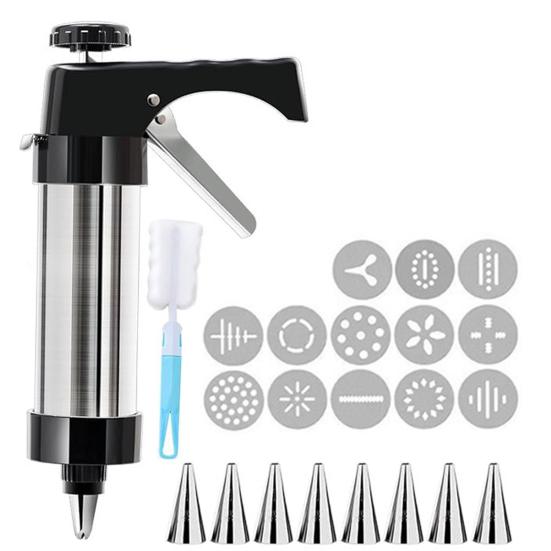 Пресс для печенья Набор формочек для печенья из нержавеющей стали для начинающих Экструдер для теста для печенья с эргономичной