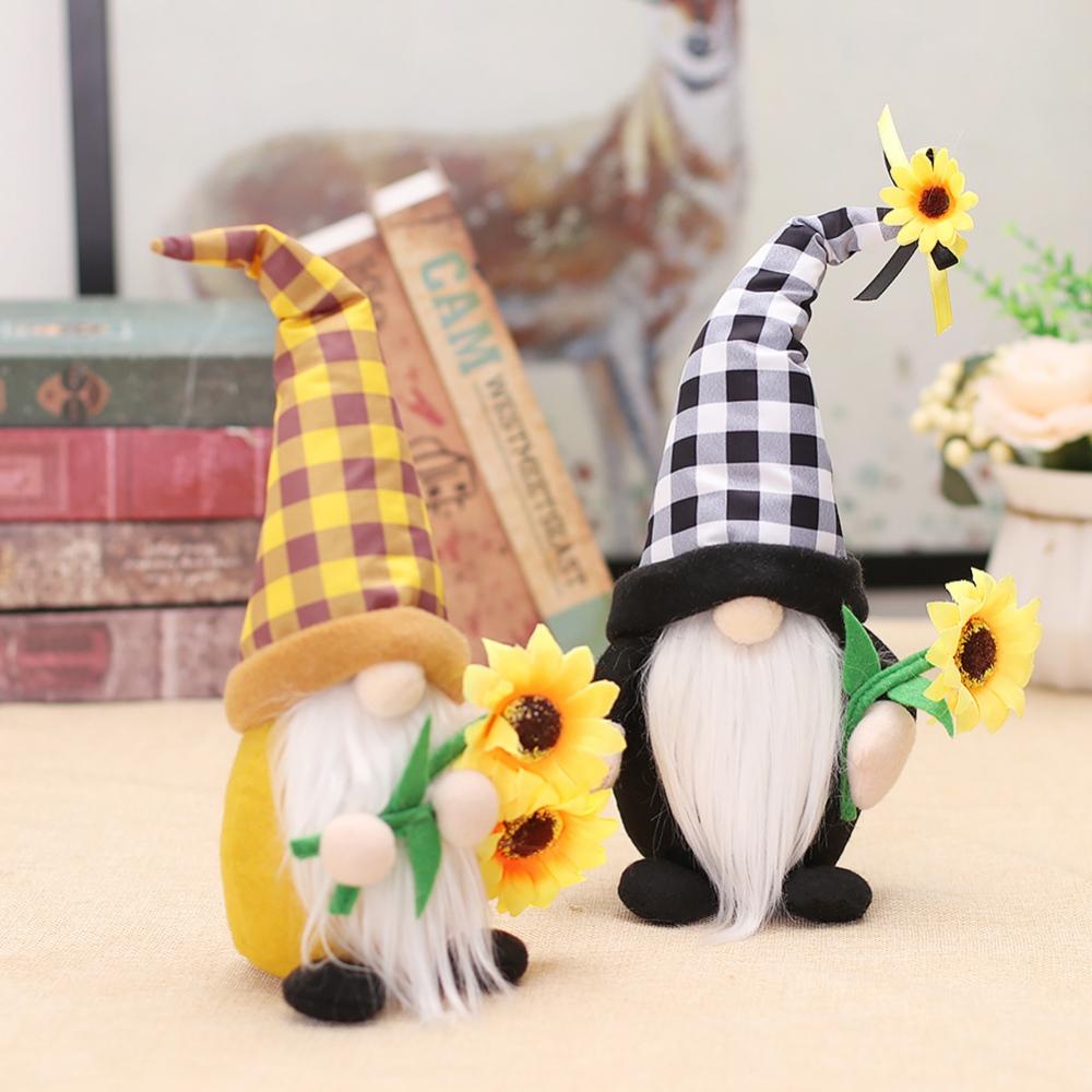 Подсолнух Шведские Гномы Украшения Деревенский Клетчатый Гном для Рождественских Украшений