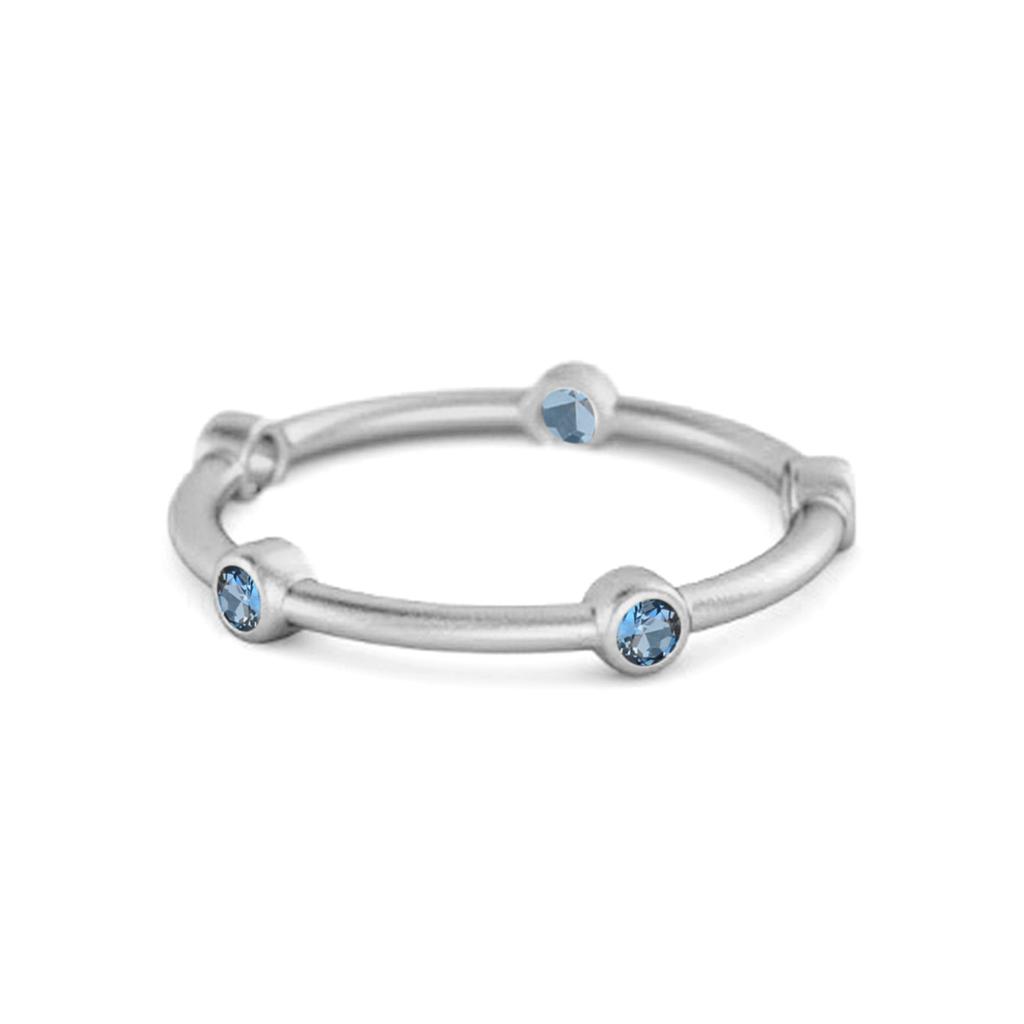 London Blue topaz Minimal Stackable Band Ring - 925 Sterling Silver