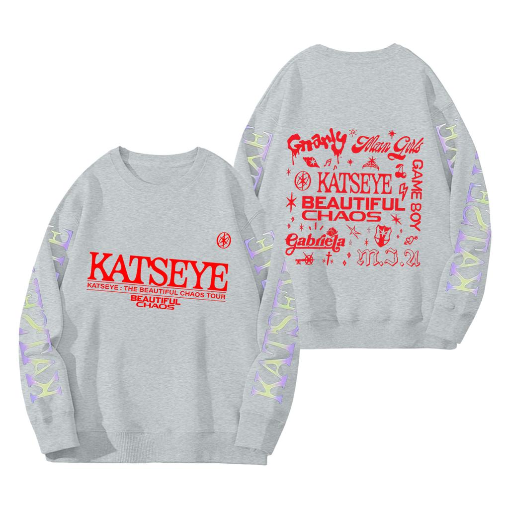 Women's Fashion Long Sleeve Print Round Neck Loose Pullover Sweater Top