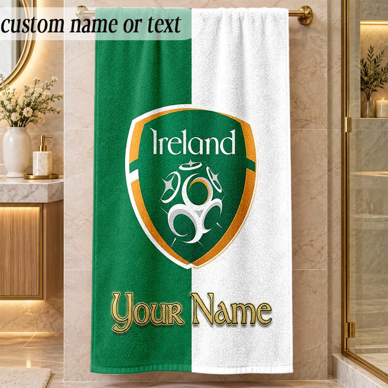 Beach TowelIreland Rugby Custom Name Text Personalized Soft Towel for Beach Pool Indoor Home Decor Gift