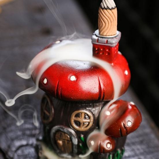 Грибной домик, курильница с обратным потоком, смола, ремесло, природа, тема, водопад, курильница, украшение для ароматерапии, домашний декор, секс-одежда для взрослых