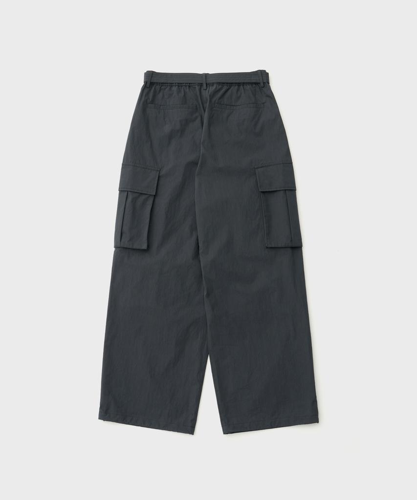 ANOTHER OFFICE Parachute Belted Pants (Charcoal Navy)