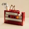 Detailed Vintage Pen Holder Retro Cassette Tape Holder, Creative Desk Organizer with Slots Storage And Compartments, Multifunctional Pencil Stand for