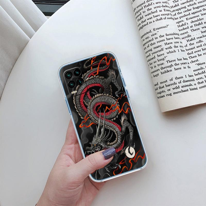 QE7 Chinese Dragon Transparent Phone Case for Samsung Galaxy A04 A04S A14 A23 A34 A54 M23 M33 M52 M53