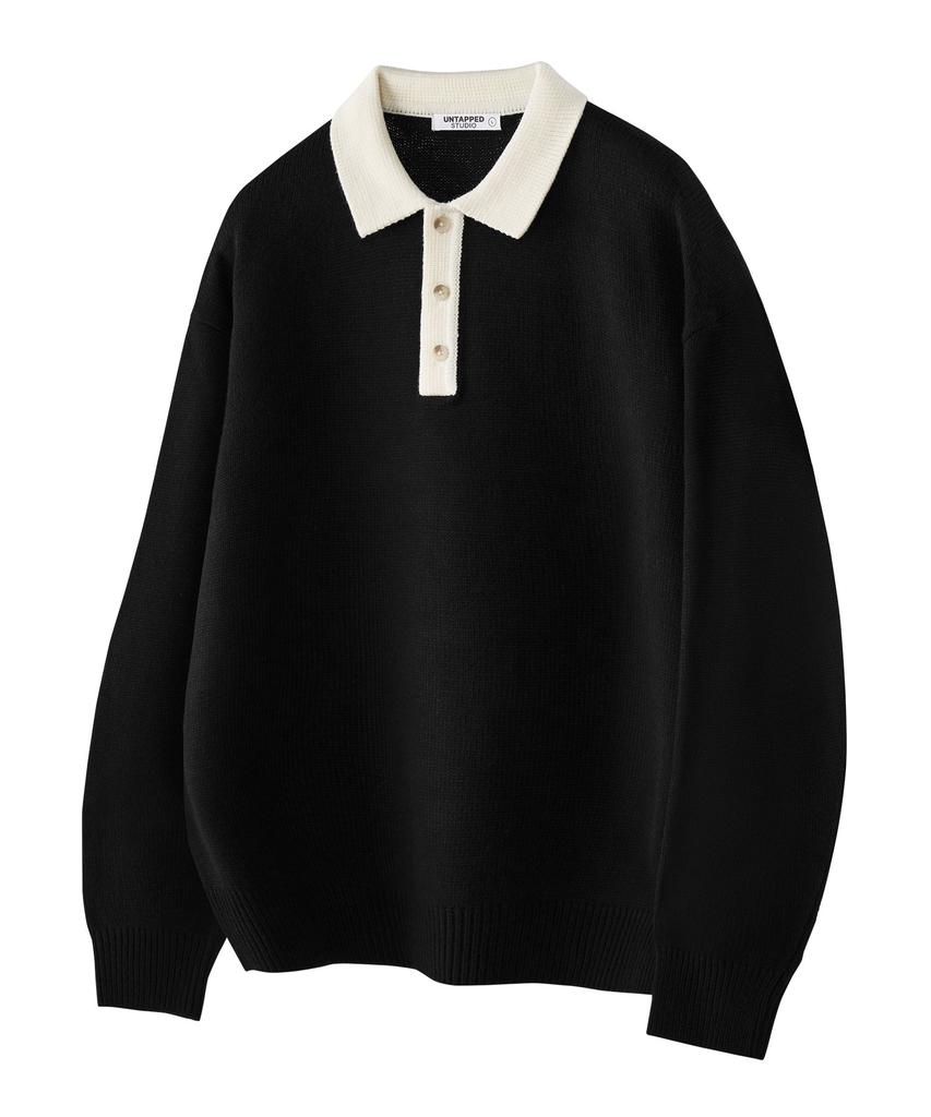 UNTAPPED STUDIO [2Pack] Oversized Color Block Collar Hacci Knit 3 Colors