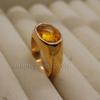 Checker Cut Madeira Citrine 925 Sterling Silver Yellow Gold Overlay Ring Jewelry