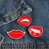 Fiery Red Lips Alloy Brooch - Creative Lip Badge for Hat, Collar, or Clothing Decoration