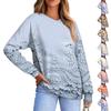 Women's Casual Loose Gradient Striped Floral Print Round Neck Long Sleeve Hoodie