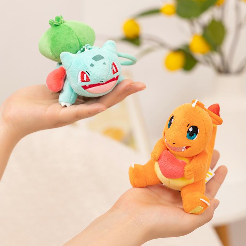 Kawaii Cartoon Pikachu Gengar Plush Toys Keychain Anime Merchandise Mewtwo Backpack Pendant Decoration Friends Birthday Gift