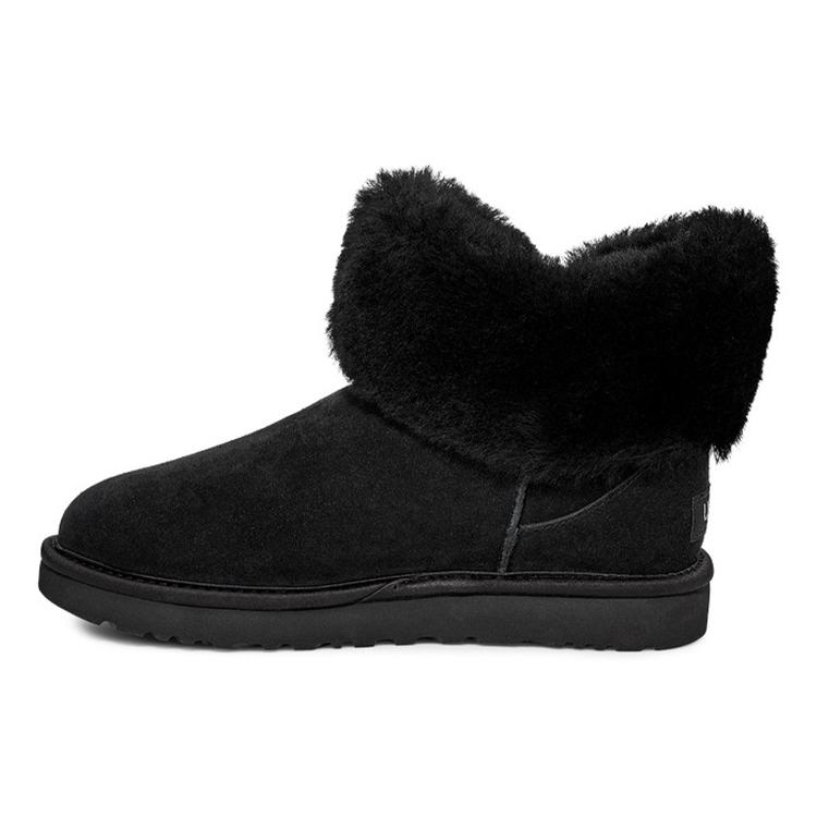 UGG Утягивающиеся меховые мини-сапоги для снега Черные Женские 1106909-BLK