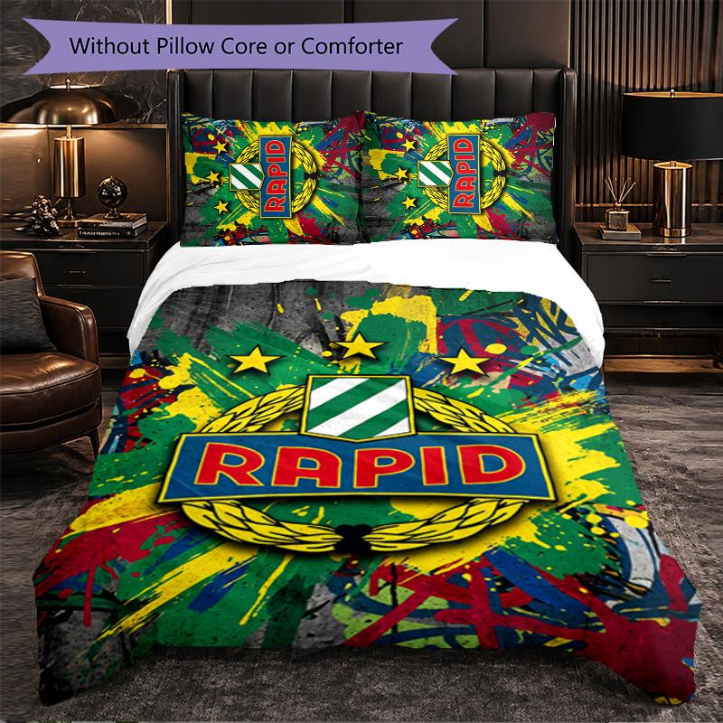 Rapid Wien FC Themed Bedding 3Pcs Duvet Cover Set Decorative Bed Linen For Teen Room Home Decoration
