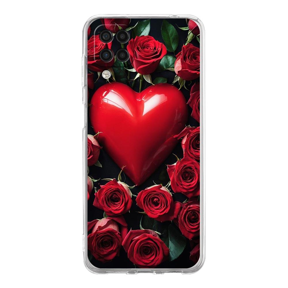 Красивый Чехол для Телефона с Красными Розами Для Samsung A13 A33 A73 A53 A23 A51 A71 A21S A12 A31 A41 A05s A03S A15 A25 A32 5G