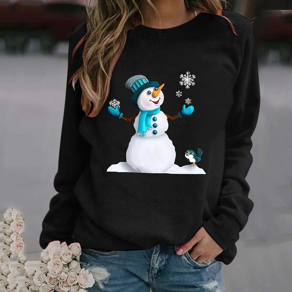 Women's Long Sleeve Tops 3d Cute Printed Black Long Sleeve T-shirts & Blouse Autumn Winter Female Clothing 2024 Women Sweashirts